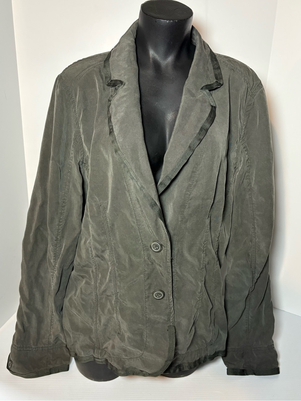 Women's Olive Green Relaxed Blazer Jacket 100% Tencel